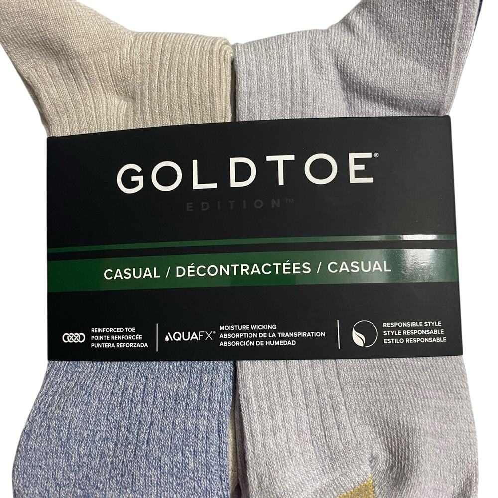 Gold Toe Goldtoe Mens Shoe Size 6-12.5 Casual Ribbed Crew Socks 6 Pack AquaFX - Picture 5 of 8